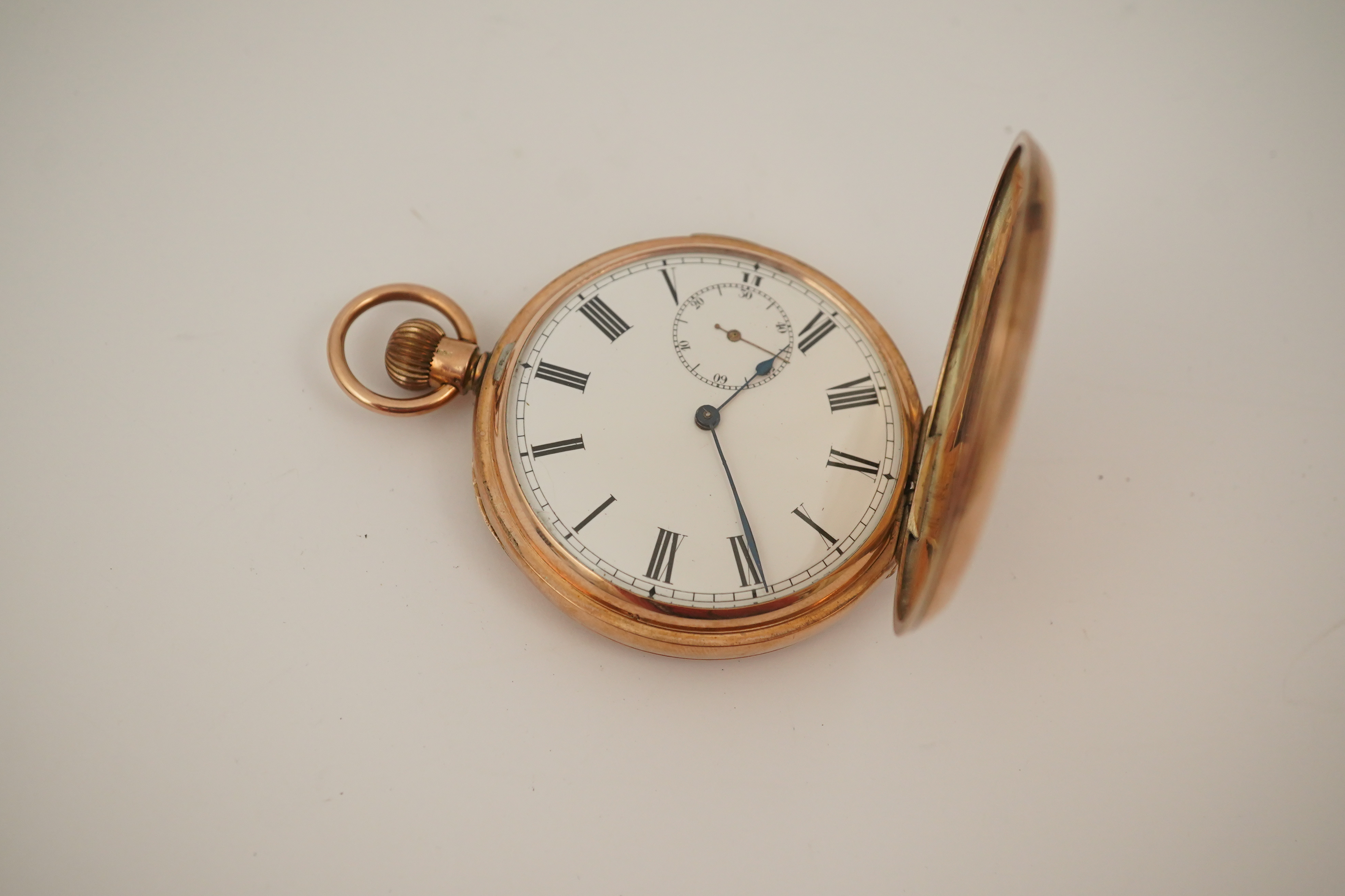 An early 20th century Swiss 9ct gold hunter keyless quarter repeating pocket watch